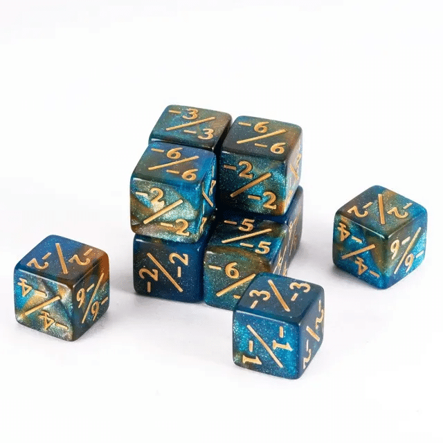 Ember & Moss counter dice, -1/-1 dice